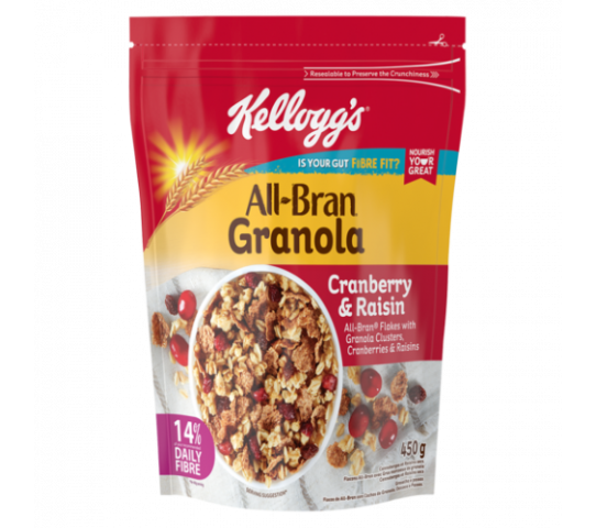 Kelloggs All Bran Granola Cranberry & Raisins 450G