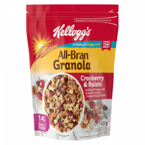 Kelloggs All Bran Granola Cranberry & Raisins 450G