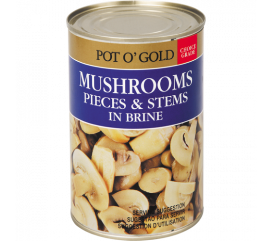 Pot O Gold Mushrooms Pieces Stems in Brine 285G