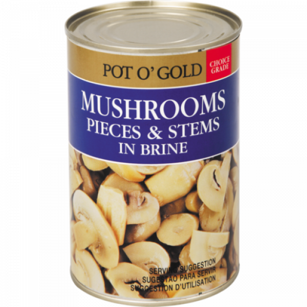 Pot O Gold Mushrooms Pieces Stems in Brine 285G
