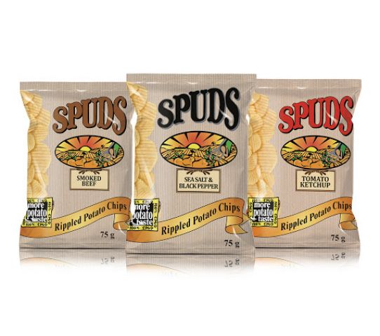 Spuds Smoked Beef Rippled Potato Chips 75G