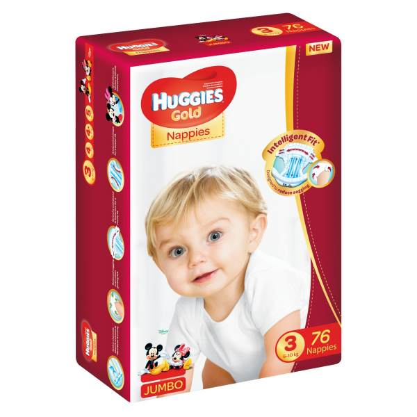 Huggies Gold Nappies Jumbo 6 10Kg 76S