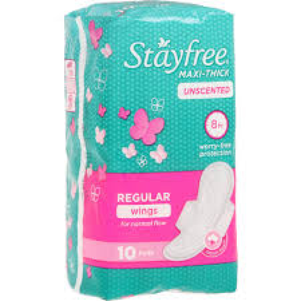 Stayfree Pads Maxi Unscented Reg 10S