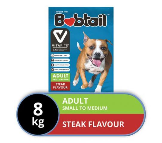 Bobtail Dog Food Small Med Steak 8KG