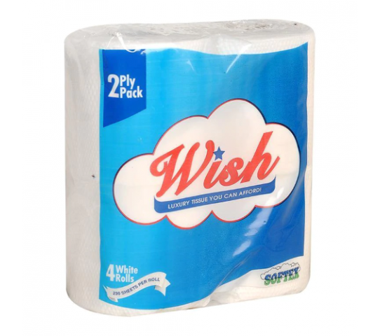 Wish Toilet Tissue White 2Ply (230) 4S